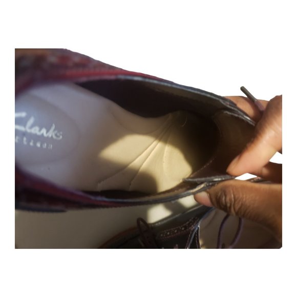 Clark’s Teadale Maira Oxford Shoe 8 1/2 M Red/Brown Platform Wing-tip Leather! - Picture 13 of 13